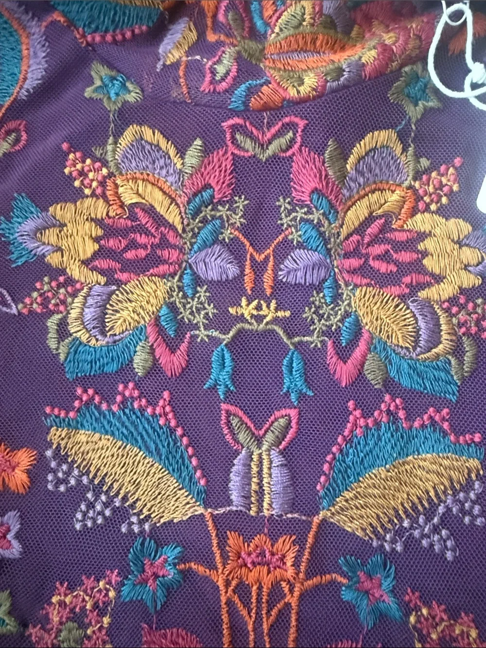 Jonny Was Jade Multicolor Rebecca Embroidered Purple Blouse - Picture 3 of 14